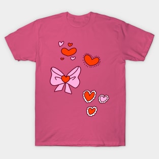 Valentine Hearts and Bows T-Shirt